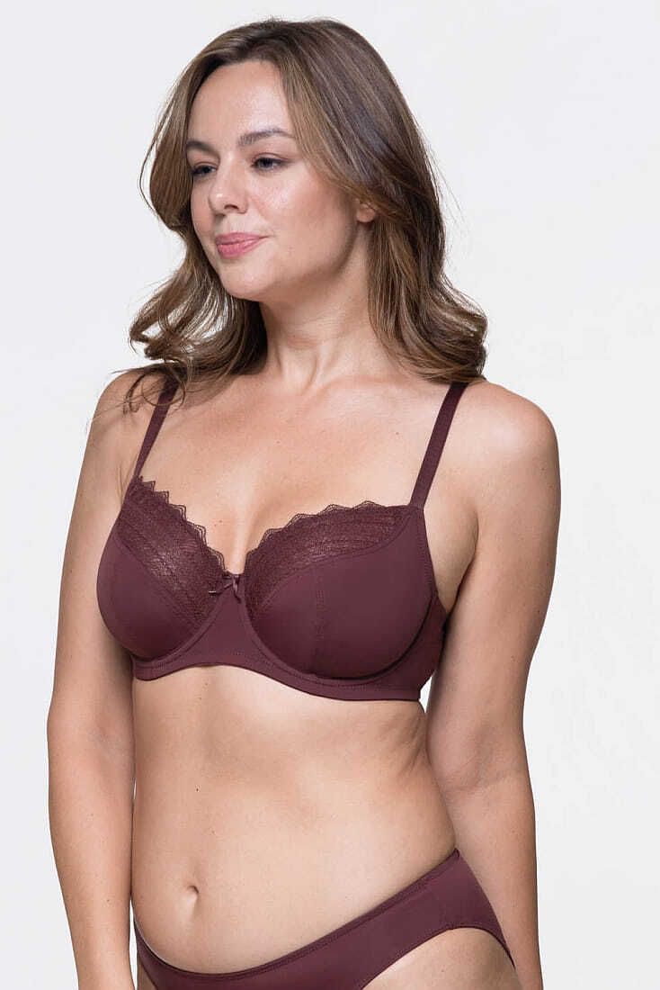 MAKAYLA-2PP WOMAN CURVES NON PADDED WIRED BRA 3/4 CUP ECO LINE WITH LACE