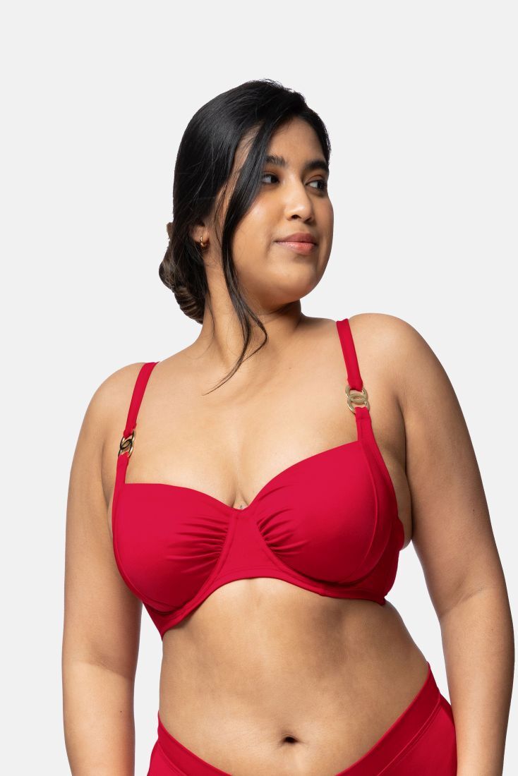 OPIO CURVES NON PADDED ΓΥΝΑΙΚΕΙΟ ΜΑΓΙΟ BIKINI TOP 3/4 CUP ΜΟΝΟΧΡΩΜΟ ΧΩΡΙΣ ΕΝΙΣΧΥΣΗ ΜΕ ΜΠΑΝΕΛΑ