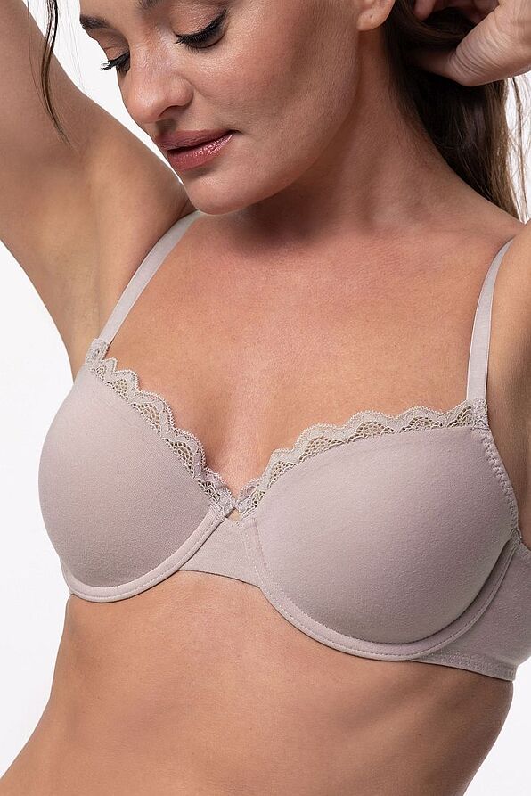 2-PACK WOMAN BRA BALCONETTE OF ORGANIC COTTON LIGHT PADDED WIRED WITH LACE TRIMMING - CALI-2PP DEMI