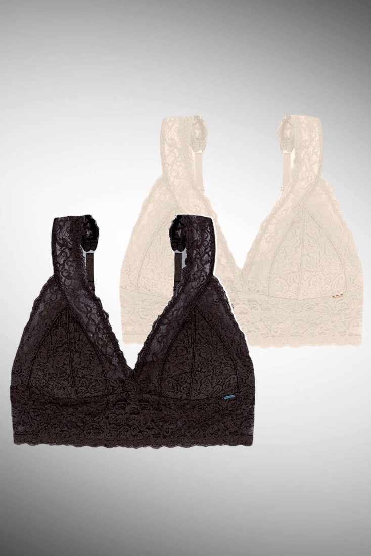 2-PACK ΓΥΝΑΙΚΕΙΟ ΣΟΥΤΙΕΝ BRALETTE ΓΙΑ CUP Β-Ε ΧΩΡΙΣ ΜΠΑΝΕΛΑ ΜΕ ΑΠΟΣΠΩΜΕΝΗ ΕΝΙΣΧΥΣΗ ΚΑΙ FLORAL ΔΑΝΤΕΛΑ-LANA-2PP
