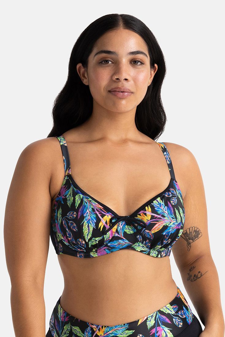 ΓΥΝΑΙΚΕΙΟ BIKINI TOP CURVES ΧΩΡΙΣ ΕΝΙΣΧΥΣΗ ΜΕ ΜΠΑΝΕΛΑ TROPICAL MOTIBA ΚΑΙ ΦΙΟΓΚΑΚΙ - BAYAHIBE