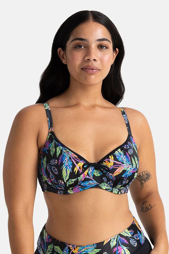 ΓΥΝΑΙΚΕΙΟ BIKINI TOP CURVES ΧΩΡΙΣ ΕΝΙΣΧΥΣΗ ΜΕ ΜΠΑΝΕΛΑ TROPICAL MOTIBA ΚΑΙ ΦΙΟΓΚΑΚΙ - BAYAHIBE