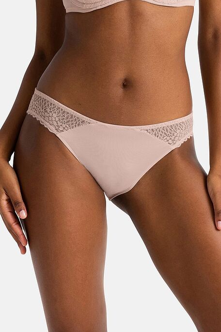 2-PACK WOMAN BIKINI BRIEF OF MICROFIBER AND ORGANIC PATTERN LACE - AMORA-2PP