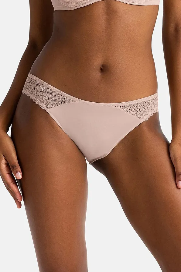 2-PACK ΓΥΝΑΙΚΕΙΟ BIKINI SLIP ΑΠΌ ΜΙΚΡΟΪΝΑ ΚΑΙ ΔΑΝΤΕΛΑ ΜΕ ORGANIC ΣΧΕΔΙΟ - AMORA-2PP