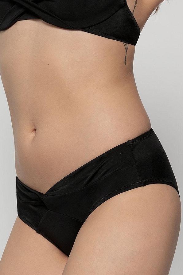 FIJI HIPSTER CLASSIC WOMAN BIKINI BOTTOM PLAIN WITH A TWIST ON THE FRONT WAISTBAND