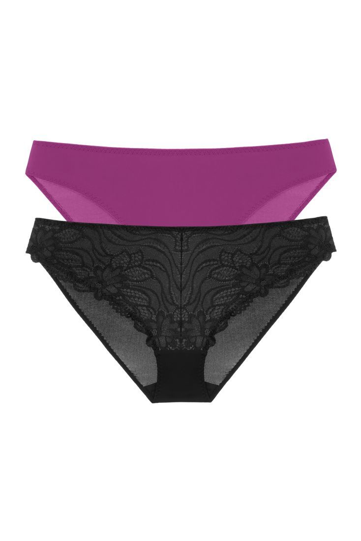 2-PACK ΓΥΝΑΙΚΕΙΟ BIKINI ΣΛΙΠ ΚΑΝΟΝΙΚΗΣ ΠΙΣΩ ΚΑΛΥΨΗΣ ΜΕ FLORAL ΔΑΝΤΕΛΑ-ANGIE-2PP BRIEF