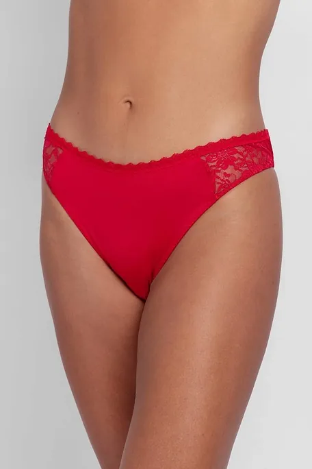 2-PACK ΓΥΝΑΙΚΕΙΟ BIKINI ΣΛΙΠ ΚΑΝΟΝΙΚΗΣ ΠΙΣΩ ΚΑΛΥΨΗΣ ΜΕ FLORAL ΔΑΝΤΕΛΑ ΣΤΟ ΠΛΑΪ-SONIA-2PP BRIEF