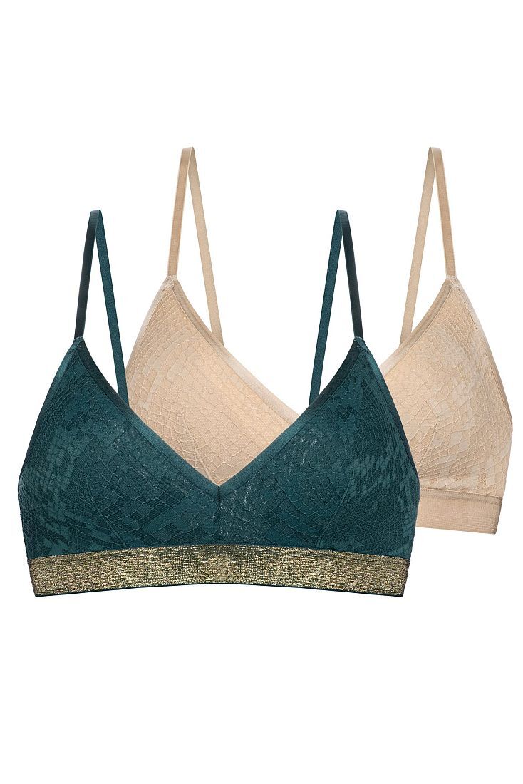 2-PACK ΓΥΝΑΙΚΕΙΟ BRALETTE 3/4 CUP ME LUREX Ή ΛΑΜΠΕΡΗ ΜΠΑΣΚΑ ΑΠΟΣΠΩΜΕΝΗ ΕΝΙΣΧΥΣΗ ΧΩΡΙΣ ΜΠΑΝΕΛΑ - VERA-2PP