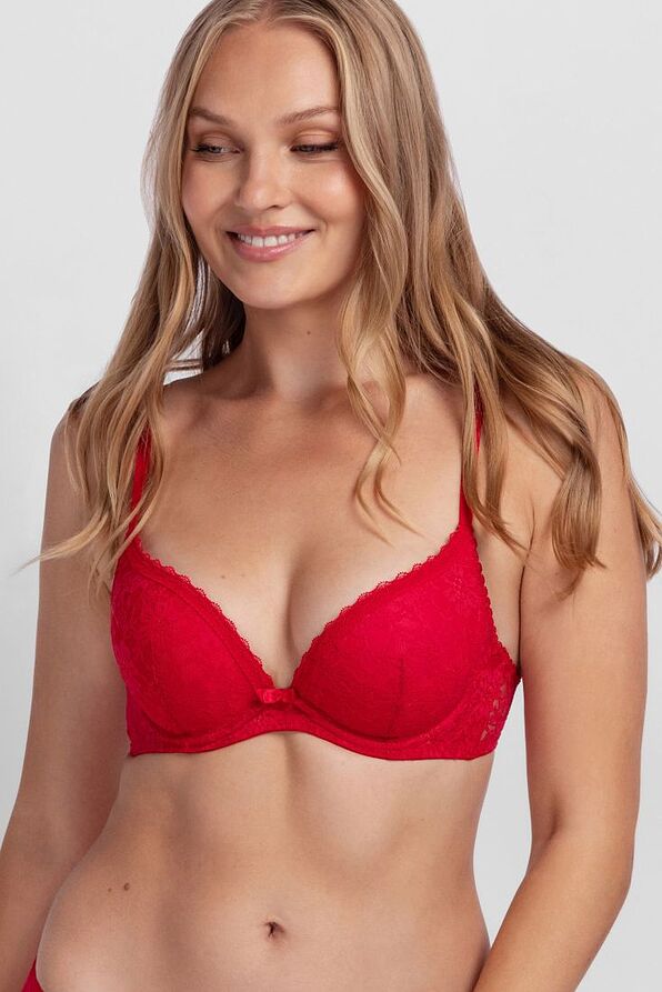 2-PACK ΣΟΥΤΙΕΝ PUSH-UP ΜΕ ΧΑΜΗΛΟ ΝΤΕΚΟΛΤΕ ΜΠΑΝΕΛΑ ΚΑΙ FLORAL ΔΑΝΤΕΛΑ-SONIA-2PP PLUNGE