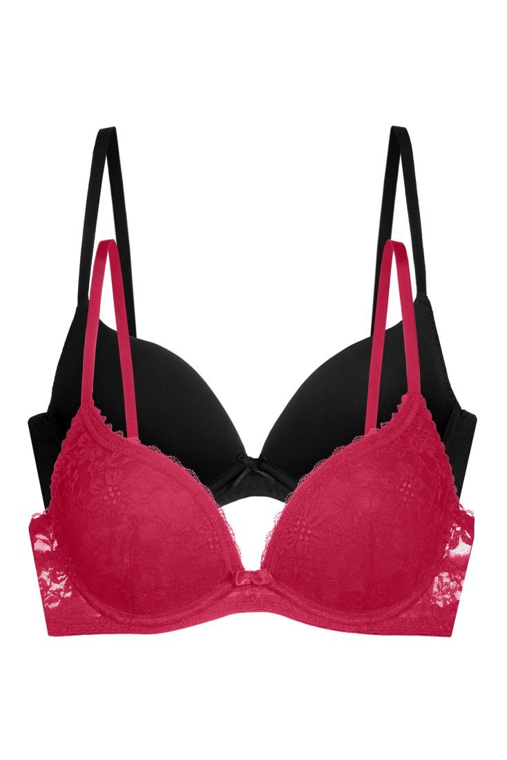 2-PACK ΣΟΥΤΙΕΝ PUSH-UP ΜΕ ΧΑΜΗΛΟ ΝΤΕΚΟΛΤΕ ΜΠΑΝΕΛΑ ΚΑΙ FLORAL ΔΑΝΤΕΛΑ-SONIA-2PP PLUNGE