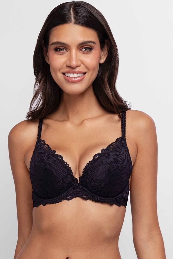 2-PACK WOMAN PUSH-UP PLUNGE WIRED BRA WITH REMOVABLE PADS AND FLORAL LACE-ANGIE-2PP