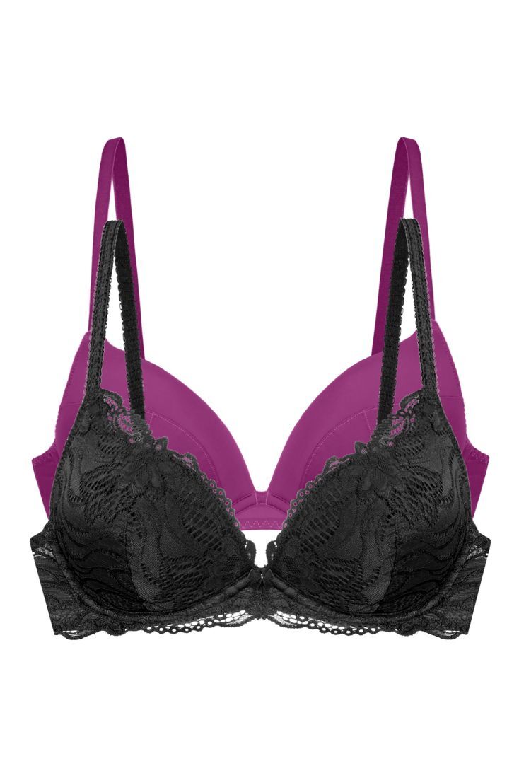 2-PACK ΣΟΥΤΙΕΝ PUSH-UP ΜΕ ΑΠΟΣΠΩΜΕΝΗ ΕΝΙΣΧΥΣΗ ΜΠΑΝΕΛΑ ΧΑΜΗΛΟ ΝΤΕΚΟΛΤΕ ΚΑΙ FLORAL ΔΑΝΤΕΛΑ-ANGIE-2PP PLUNGE