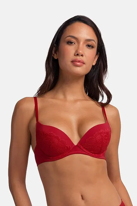 2-PACK ΓΥΝΑΙΚΕΙΟ PUSH UP ΣΟΥΤΙΕΝ ΑΠΌ ΜΙΚΡΟΪΝΑ 3/4 CUP ΜΕ ΧΑΜΗΛΟ ΝΤΕΚΟΛΤΕ ΚΑΙ ΔΑΝΤΕΛΑ - FLORIE-2PP