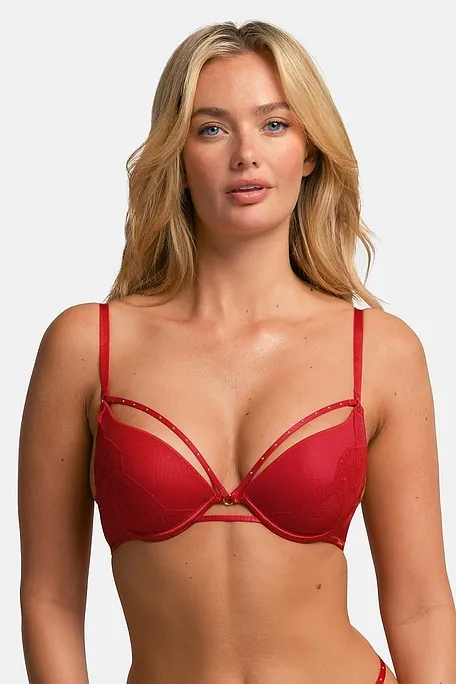 ΓΥΝΑΙΚΕΙΟ ΣΟΥΤΙΕΝ PUSH UP 3/4 CUP ΜΕ ΧΑΜΗΛΟ ΝΤΕΚΟΛΤΕ ΔΑΝΤΕΛΑ KAI STRASS - ADELINA