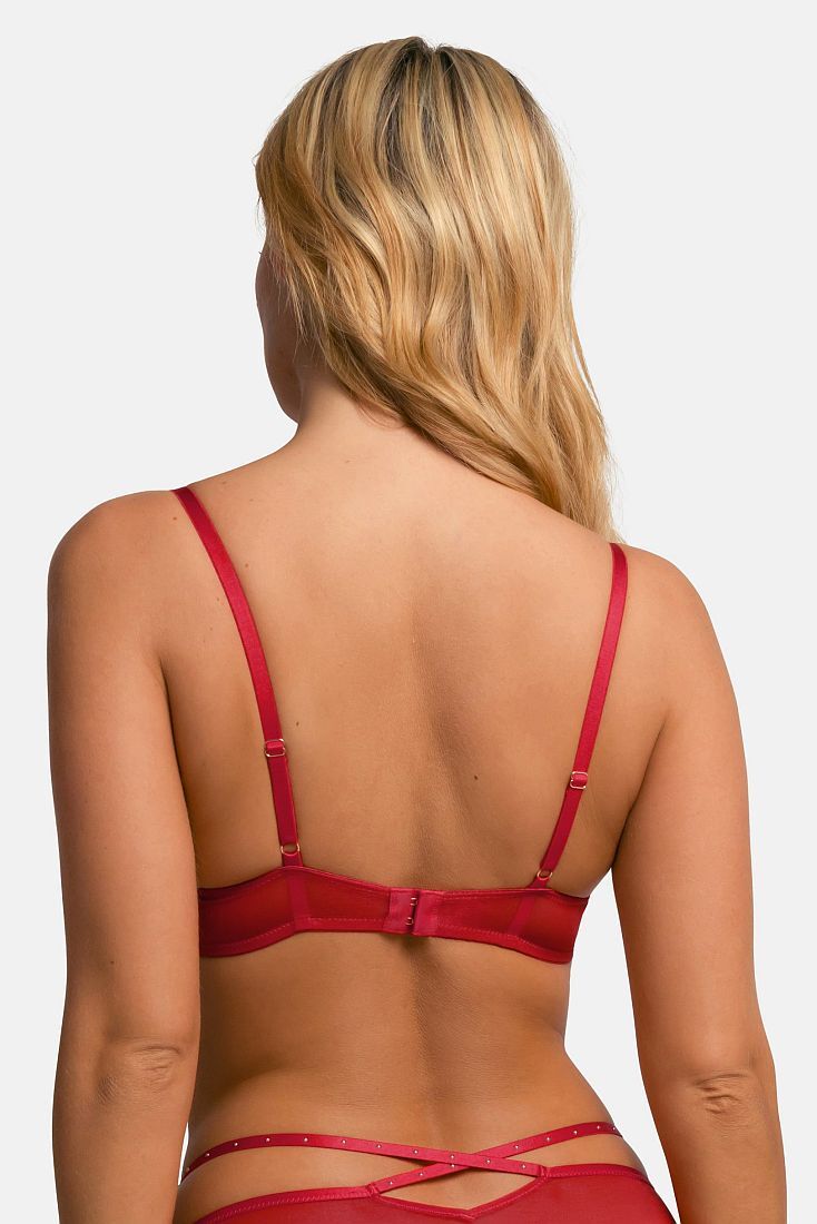 ΓΥΝΑΙΚΕΙΟ ΣΟΥΤΙΕΝ PUSH UP 3/4 CUP ΜΕ ΧΑΜΗΛΟ ΝΤΕΚΟΛΤΕ  ΔΑΝΤΕΛΑ KAI STRASS - ADELINA