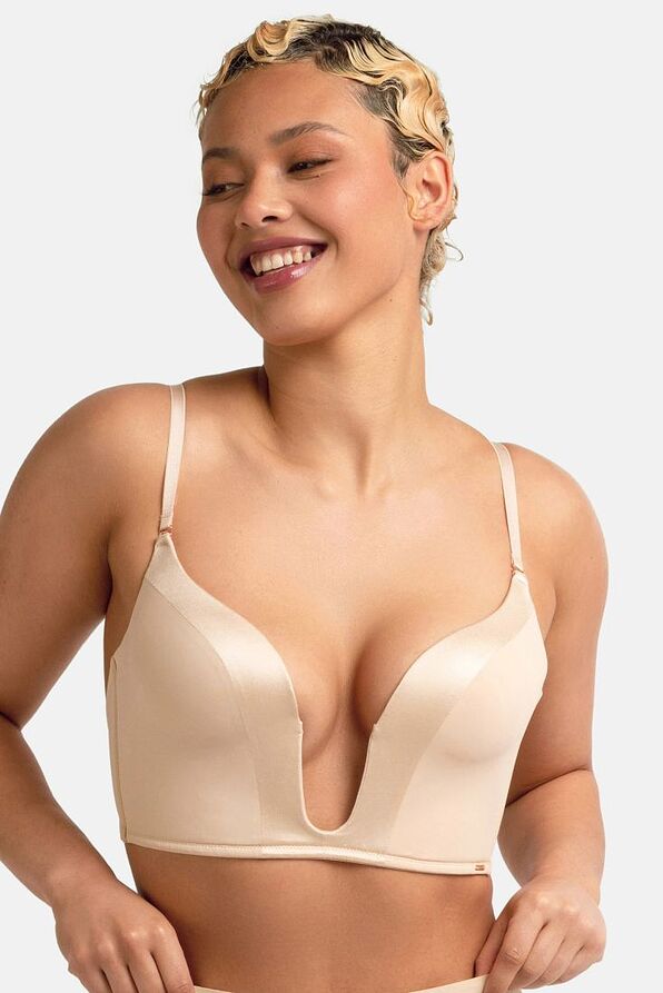 WOMAN BUSTIER WIRELESS PLUNGE BACKLESS LIGHT PADDED WITH CONVERTIBLE STRAPS-ESSENSUAL PLUNGE