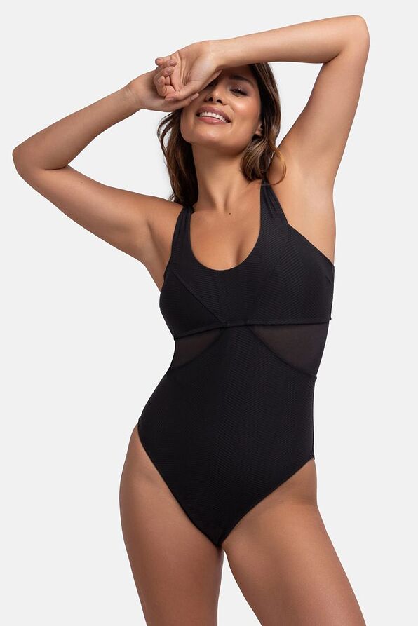 ONEPIECE BODYSHAPING SWIMSUIT CUP B-E PLAIN WITH TEXTURED FABRIC & MID-BACK-SAINT TROPEZ SHAPING