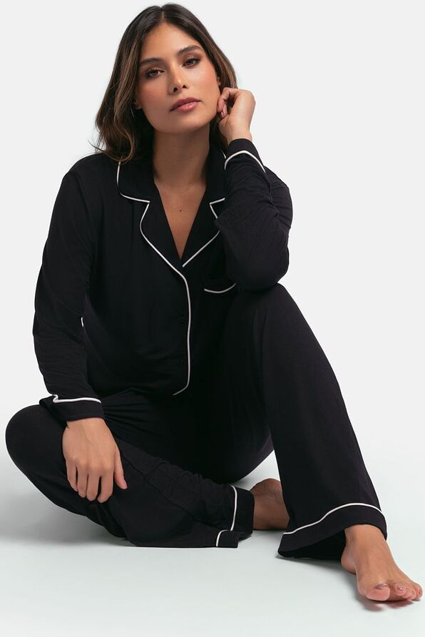WOMAN LONG VISCOSE-MODAL PYJAMAS ALL BUTTONS PLAIN-CHARLI PYJAMA SET