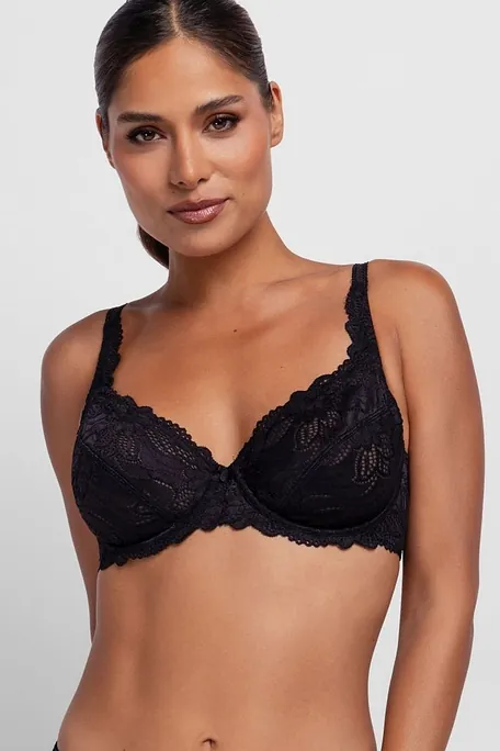 2-PACK CURVES BRA UNPADDED WIRED WITH FLORAL LACE-ANGIE-2PP NON PADDED