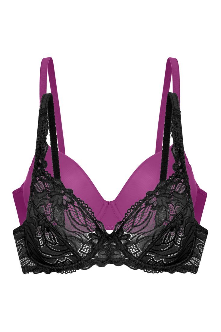 2-PACK ΣΟΥΤΙΕΝ CURVES ΧΩΡΙΣ ΕΝΙΣΧΥΣΗ ΜΕ ΜΠΑΝΕΛΑ ΚΑΙ FLORAL ΔΑΝΤΕΛΑ-ANGIE-2PP NON PADDED