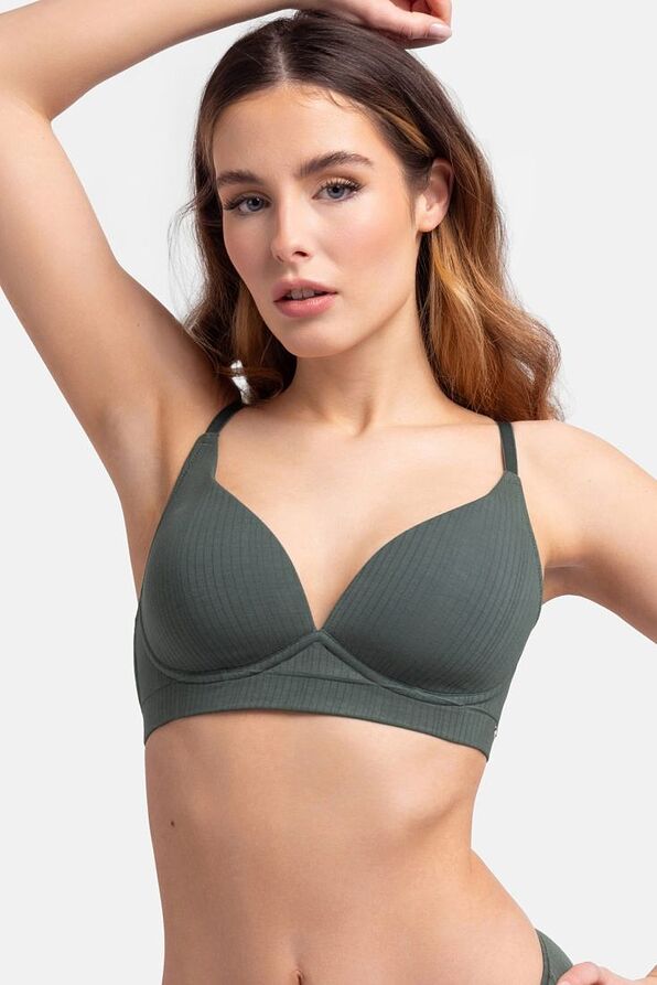 WOMAN RIBBED SOFT BRA FULL CUP WIRELESS LIGHT PADDED-ORIGINS