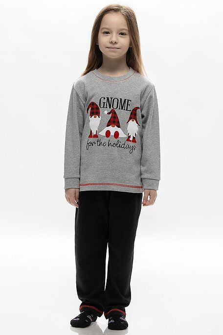 KIDS LONG COTTON PYJAMAS WITH CHRISTMAS PRINT "GNOME FOR THE HOLIDAYS"