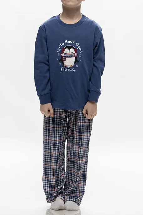 ΠΑΙΔΙΚΗ ΜΑΚΡΙΑ ΒΑΜΒΑΚΕΡΗ INTERLOCK ΠΙTΖΑΜΑ ΜΕ ΚΕΝΤΗΜΑ ΠΙΓΚΟΥΙΝΟ ΚΑΙ ΚΑΡΟ ΠΑΝΤΕΛΟΝΙ