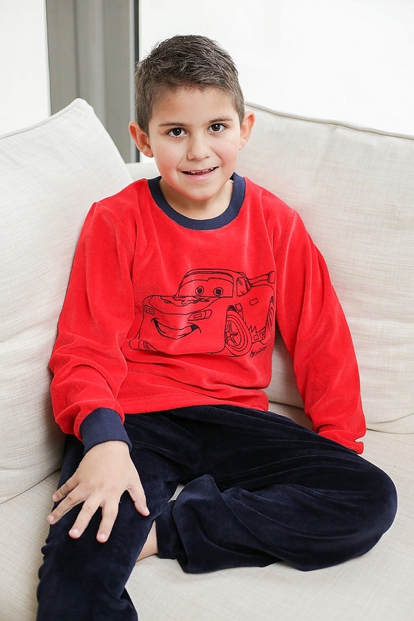 BOY KIDS VELOUR PYJAMAS LIGHTNING McQUEEN PRINT PATTERN AND ANKLE CUFFED LEGS
