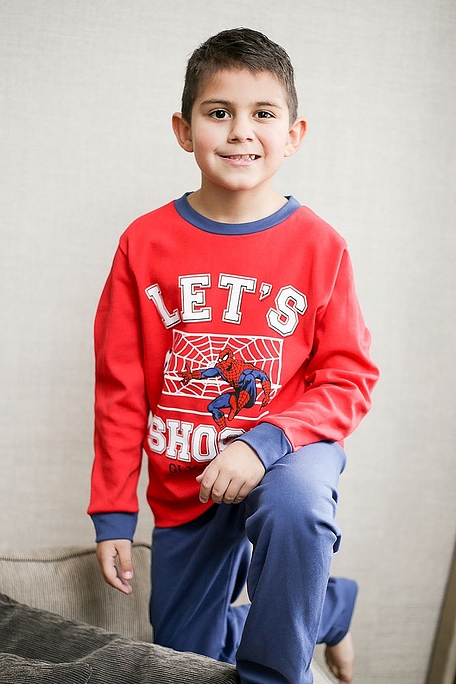 BOY KIDS COTTON PYJAMAS SPIDERMAN PRINT PATTERN AND ANKLE CUFFED LEGS