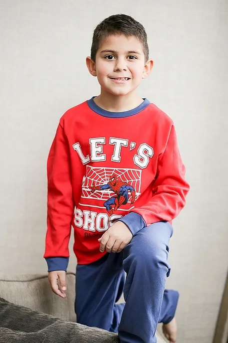 ΑΓΟΡΙΣΤΙΚΗ ΠΑΙΔΙΚΗ ΠΙΤΖΑΜΑ ΒΑΜΒΑΚΕΡΗ ΜΕ ΤΥΠΩΜΑ SPIDERMAN ΚΑΙ ΛΑΣΤΙΧΟ ΣΤΑ ΜΠΑΤΖΑΚΙΑ