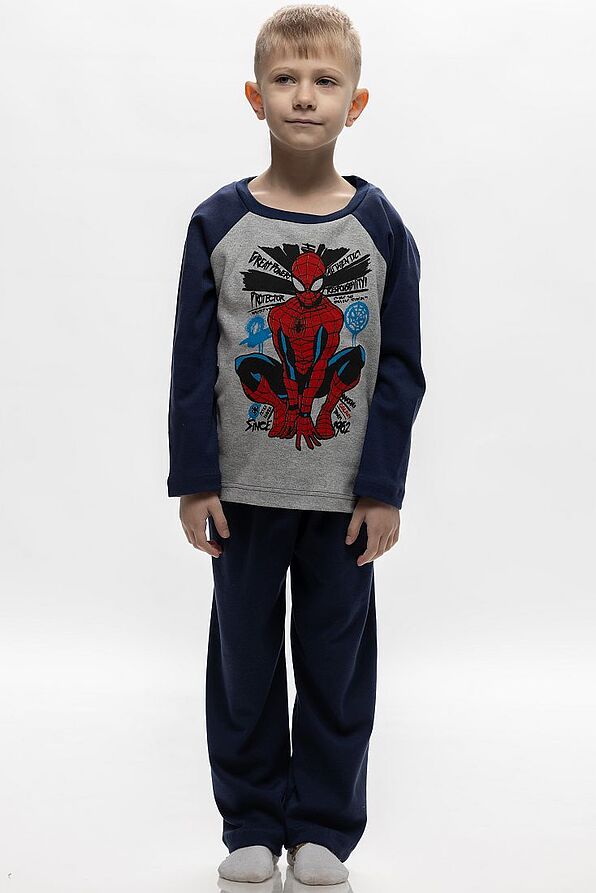BOYS' LONG COTTON INTERLOCK PYJAMAS WITH SPIDERMAN PRINT