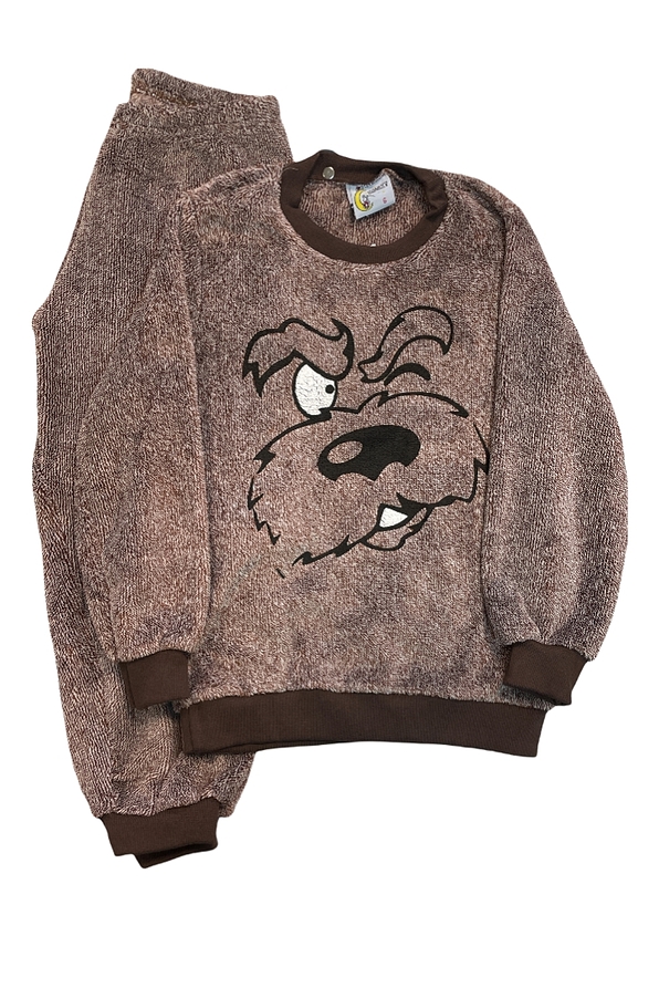 BOY KID PYJAMAS FLEECE DOG PRINT WITH CUFF