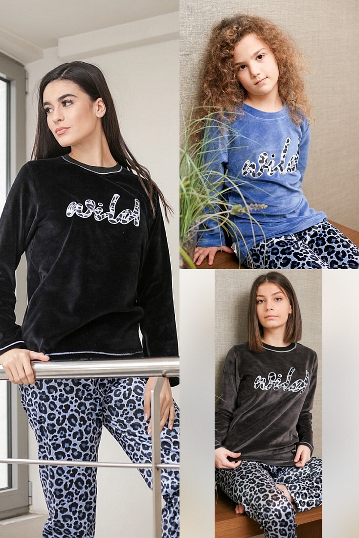 GIRL KIDS COTTON VELOUR PYJAMAS WILD EMBROIDERY ANIMAL PATTERN OPEN LEGS