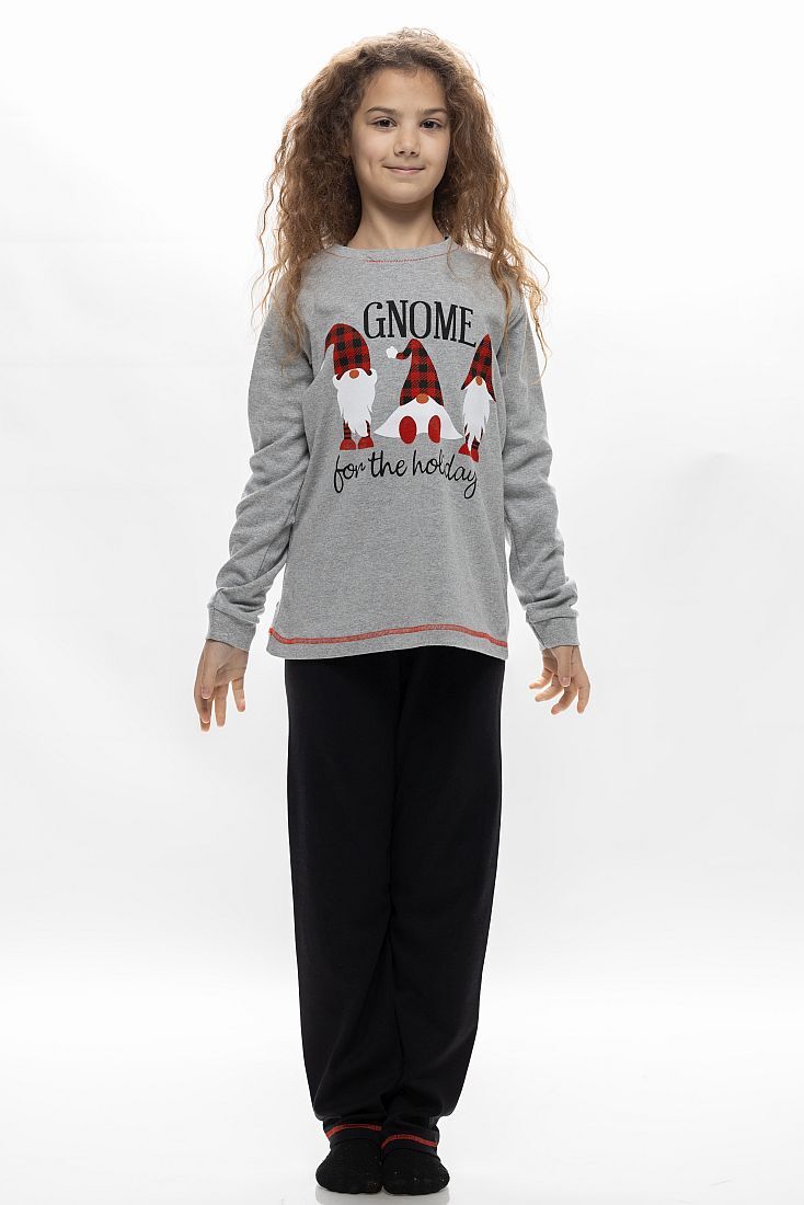 ΕΦΗΒΙΚΗ ΜΑΚΡΙΑ ΒΑΜΒΑΚΕΡΗ ΠΙΤΖΑΜΑ ΜΕ ΧΡΙΣΤΟΥΓΕΝΝΙΑΤΙΚΟ ΤΥΠΩΜΑ "GNOME FOR THE HOLIDAYS"