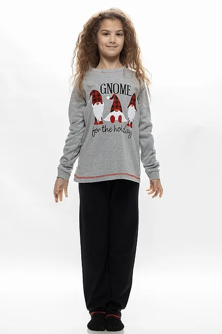 ΕΦΗΒΙΚΗ ΜΑΚΡΙΑ ΒΑΜΒΑΚΕΡΗ ΠΙΤΖΑΜΑ ΜΕ ΧΡΙΣΤΟΥΓΕΝΝΙΑΤΙΚΟ ΤΥΠΩΜΑ "GNOME FOR THE HOLIDAYS"