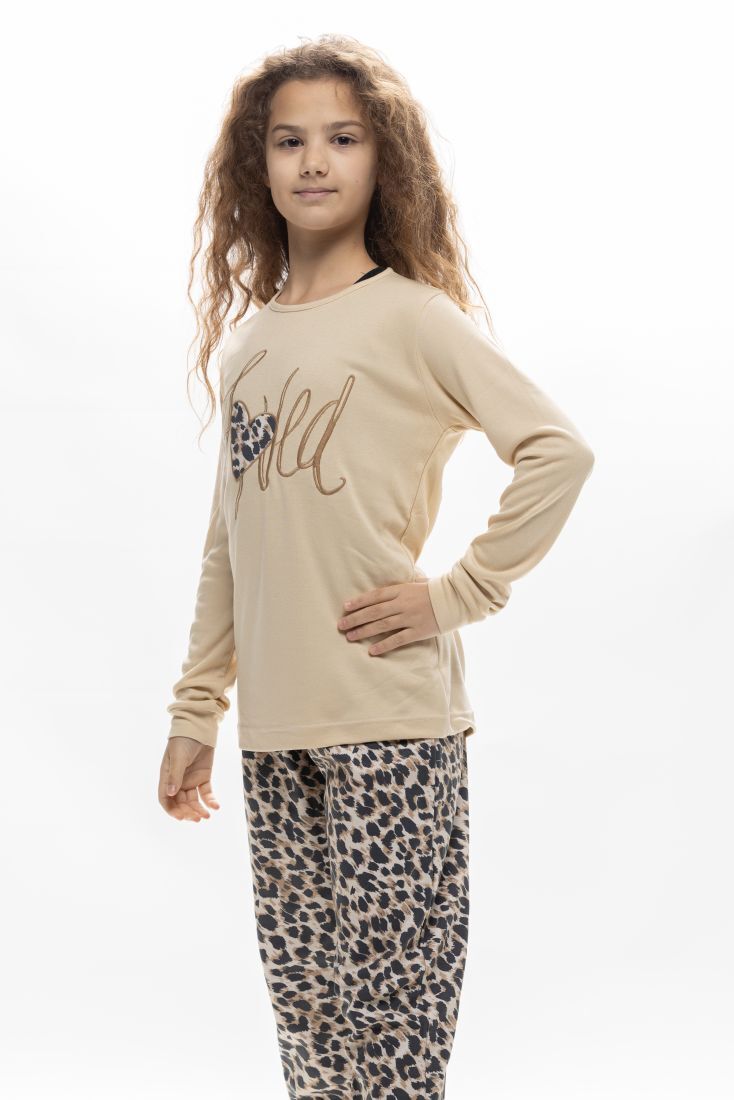 ΚΟΡΙΤΣΙΣΤΙΚΗ ΕΦΗΒΙΚΗ ΜΑΚΡΙΑ ΒΑΜΒΑΚΕΡΗ INTERLOCK ΠΙΤΖΑΜΑ ΜΕ ΚΕΝΤΗΜΑ LOVED & ANIMAL PRINT ΠΑΝΤΕΛΟΝΙ