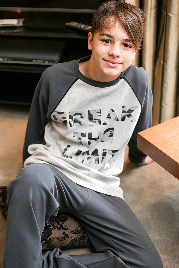 BOY TEENS COTTON PYJAMAS "BREAK THE LIMIT CAMOUFLAGE" PRINT PATTERN ANKLE CUFFED LEG