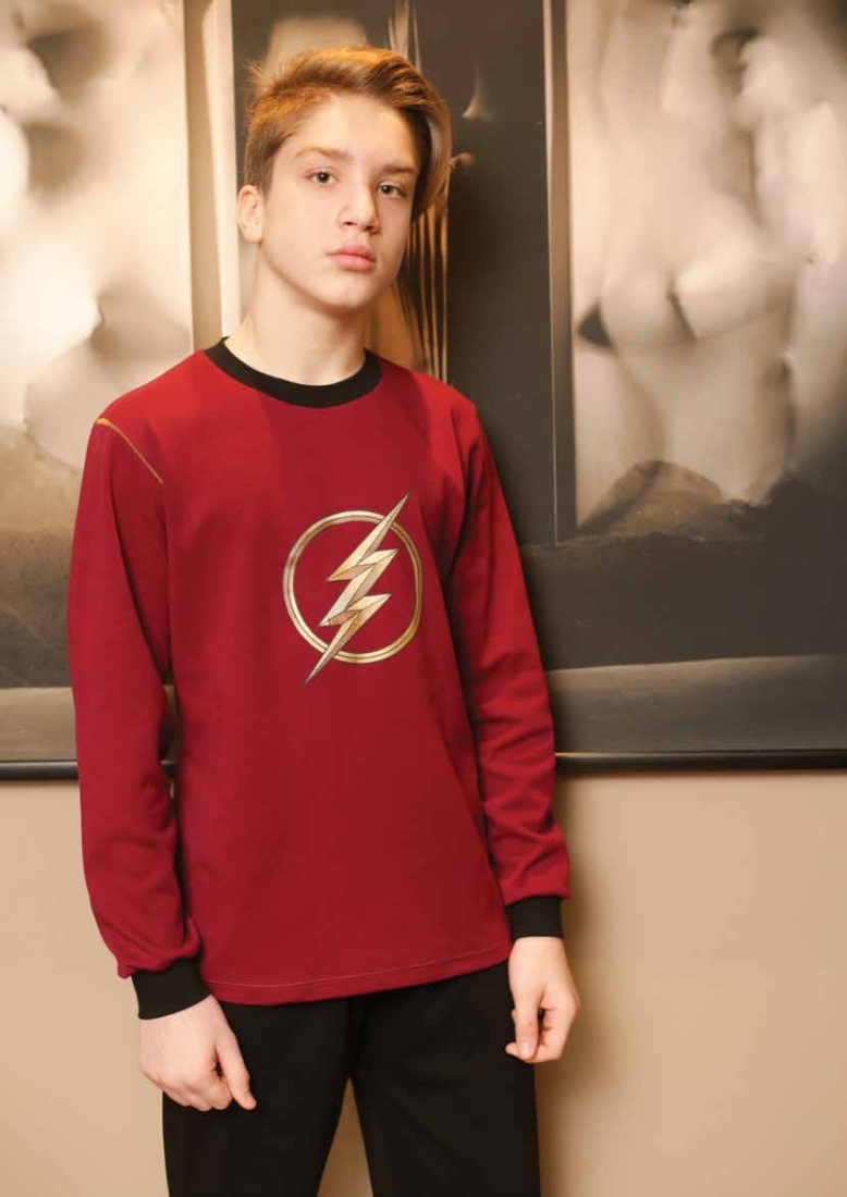 GALAXY - ΕΦΗΒΙΚΗ BAMBAKERH ΠΥΖΑΜΑ ΙΝΤΕΡΛΟΚ ME ΤΥΠΩΜΑ ΚΕΡΑΥΝΟΣ &  ΡΙΠ ΜΑΝΙΚΙ-ΠΑΝΤΕΛΟΝΙ