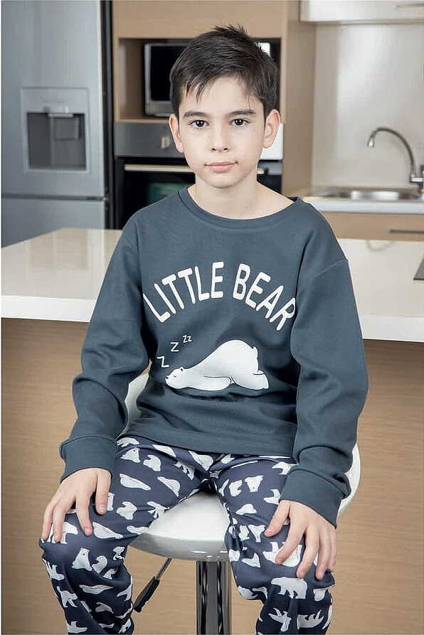 ΑΓΟΡΙΣΤΙΚΗ ΕΦΗΒΙΚΗ ΜΑΚΡΙΑ ΒΑΜΒΑΚΕΡΗ ΙΝΤΕΡΛΟΚ ΠΙΤΖΑΜΑ ΤΥΠΩΜΑ LITTLE BEAR ΜΠΑΤΖΑΚΙ ΜΕ ΛΑΣΤΙΧΟ