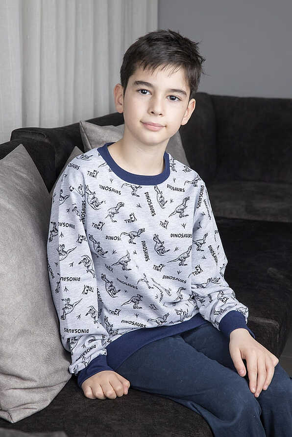 BOY TEENS SOFT COTTON PYJAMAS DINOSAURS PATTERN WARM WITH INTERNAL FLANNEL