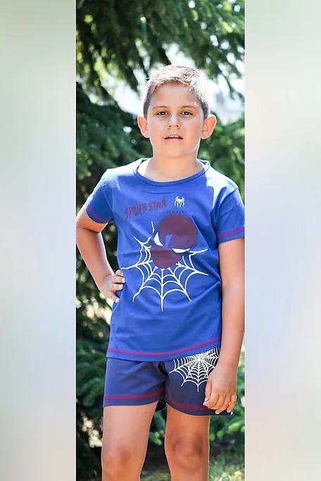 ΑΓΟΡΙΣΤΙΚΗ ΠΑΙΔΙΚΗ ΚΟΝΤΗ ΒΑΜΒΑΚΕΡΗ ΠΙΤΖΑΜΑ ΜΕ ΤΥΠΩΜΑ SPIDERMAN