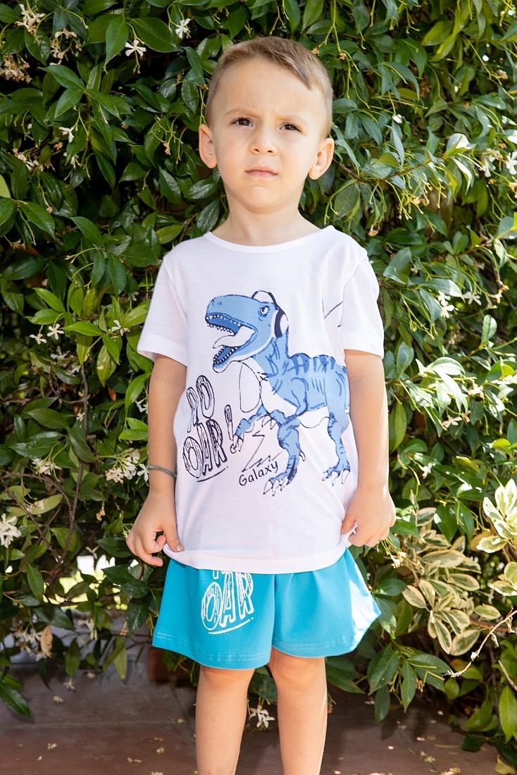 ΑΓΟΡΙΣΤΙΚΗ ΠΑΙΔΙΚΗ ΚΟΝΤΗ ΒΑΜΒΑΚΕΡΗ ΠΙΤΖΑΜΑ ΜΕ ΤΥΠΩΜΑ ΔΕΙΝΟΣΑΥΡΟΣ