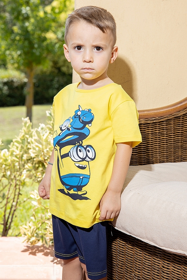 BOY KIDS SHORT COTTON PYJAMAS WITH MINIONS PRINT