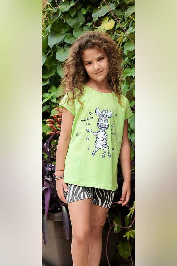 GIRL KIDS SHORT COTTON PYJAMAS ANIMAL ZEBRA PRINT