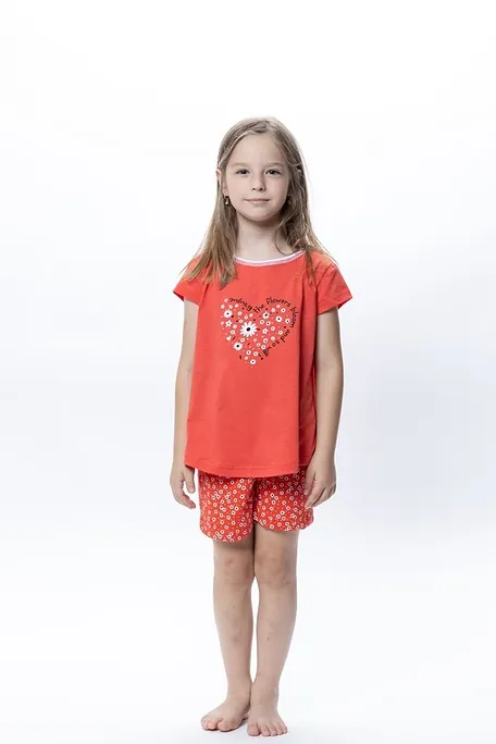 ΚΟΡΙΤΣΙΣΤΙΚΗ ΠΑΙΔΙΚΗ ΚΟΝΤΗ ΒΑΜΒΑΚΕΡΗ ΠΙΤΖΑΜΑ ΜΕ ΤΥΠΩΜΑ FLORAL & ΚΑΡΔΙΑ