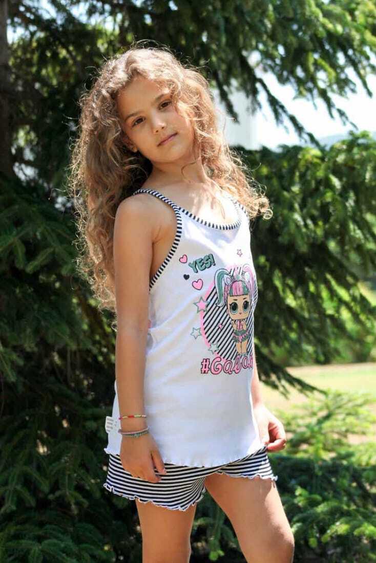 ΚΟΡΙΤΣΙΣΤΙΚΗ ΠΑΙΔΙΚΗ ΚΟΝΤΗ ΒΑΜΒΑΚΕΡΗ ΠΙΤΖΑΜΑ ΜΕ ΤΥΠΩΜΑ LOL ΚΑΙ ΡΙΓΕ ΣΟΡΤΣ