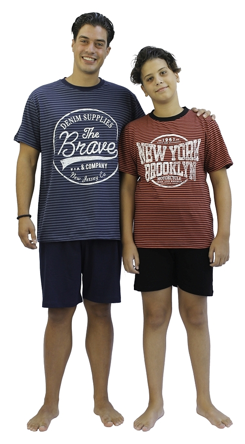 BOY TEENS STRIPES NEW YORK COTTON SHORT PYJAMAS SHORT SLEEVES