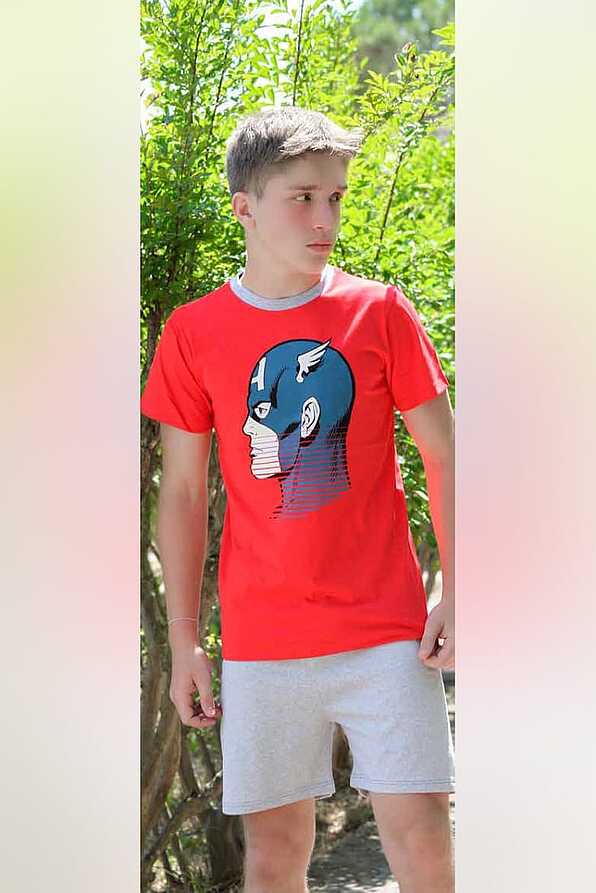 BOY TEENS SHORT COTTON PYJAMAS CAPTAIN AMERICA PRINT