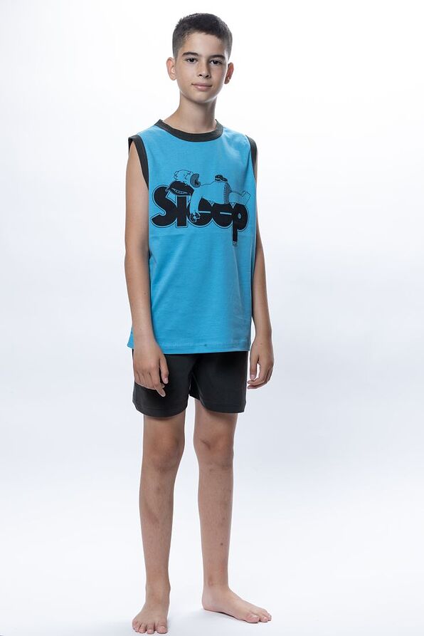 BOY TEENS SHORT COTTON PYJAMAS WITH FUNNY SLEEP PRINT