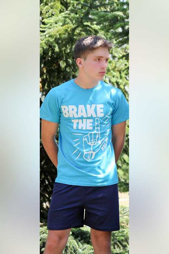 BOY TEENS SHORT COTTON PYJAMAS BREAK THE RULES PRINT